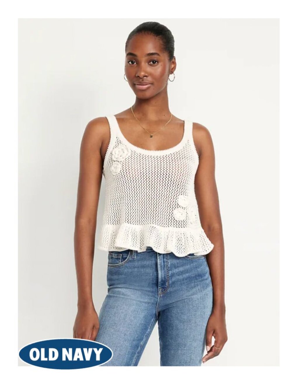 NWT Old Navy Sleeveless Open-Stitch Peplum Sweater